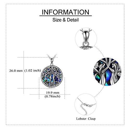 ONEFINITY Tree of Life Necklace for Women Sterling Silver Abalone Shell Crystal Tree of Life Pendant Necklace Family Tree Jewelry for Mom Daughter Sister Girls Christmas Gifts4