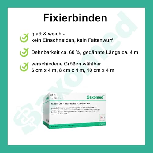 Verbandsmaterial Mullbinden 8cm x 4m – 20 Stück elastische Fixierbinde Bandage – latexfreie Binden Verband dehnbar