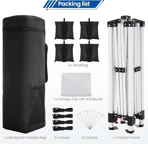 Image of Hoteel Canopy Tent 10x10 Pop up Canopy, Easy Setup Canopy Heavy Duty Gazebo Without Sidewalls Waterproof & UPF 50+, Portable Bag, 3 Height Adjustable & 4 Sand Bags, White (Upgraded Hexagonal Frame)