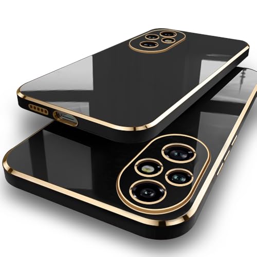 Image of TheGiftKart Luxurious Golden-Plated Back Cover Case for Honor 200 Pro 5G | Raised Lips for Camera & Screen Protection | Shockproof Design | Stylish Back Cover Case for Honor 200 Pro 5G (TPU, Black)