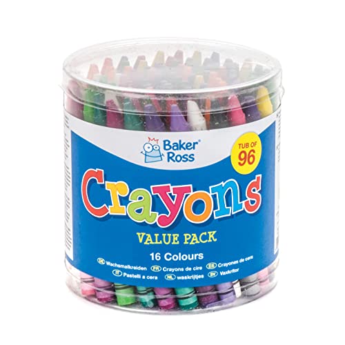 Baker Ross Paquet économique de crayons de cire (lot de 96) - Matériel créatif pour activités manuelles