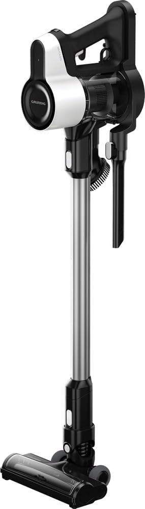 GRUNDIG VCP 4130 2-in-1-Akku-Stielstaubsauger, 2 Saugkraftstufen, 110 Watt Motor, 21, 6 Volt Li-Ion Akku, 550 ml Staubaufnahmevolumen, bis zu 45 Minuten Betriebszeit, 80 Dezibel, Weiß / Schwarz