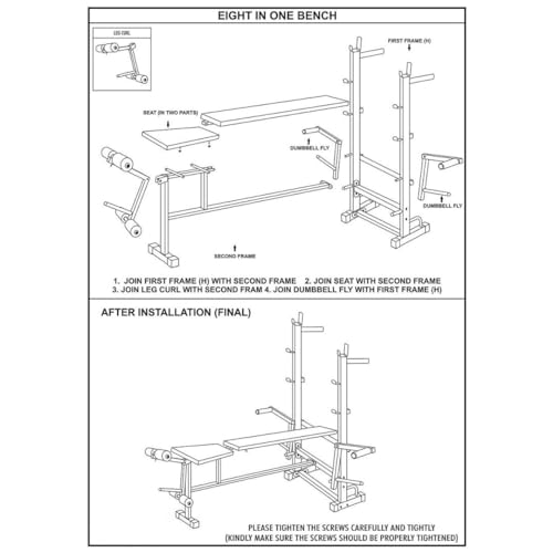 Image of Multifunctional Gym Bench for Home Workout with J-Hook, Incline Decline Training, Pulley System and Accessories - Heavy Duty Workout Bench