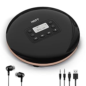 HOTT CD711T Bluetooth Rechargeable Portable CD Player for Home Travel and Car with Stereo Headphones and, Anti Shock…