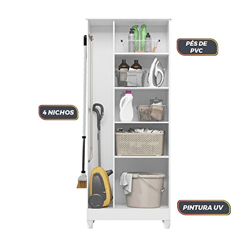 Armário Multiuso 2 Portas 4 prateleiras Jade Moval Branco