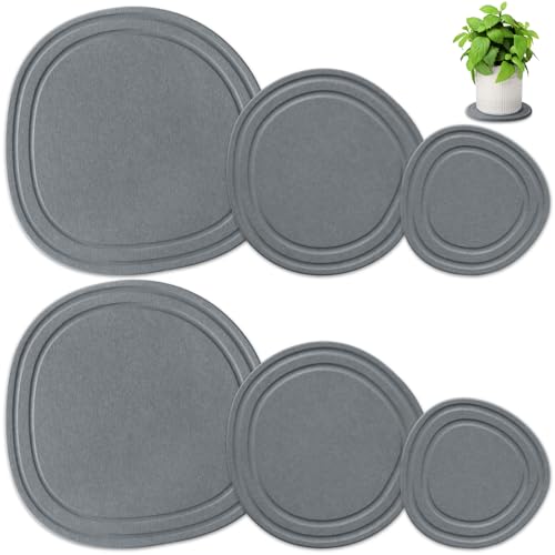 Plant Saucers for Indoors, 6 Pack 6 8 10 Inch Quick Drying Diatomite Plant Drip Water Catcher Trays for Pots, Diatomaceous Earth Planter Drainage Saucers Plates to Catch Water for Flower, Stone Gray by Linidcoud - Used condition - US$18.55