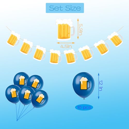 Image of Beer Birthday Banner for Beer Party and Birthday Wedding Party Supplies (Yellow+Blue)