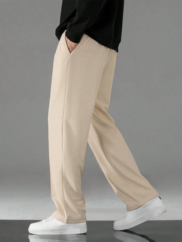 S2S FASHION Men’s Loose Straight Leg Trousers Beige - Image 3