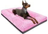 POCBLUE Dog Beds Large Sized Dog, Washable Plush Pet Bed for Crate, Anti-Slip Pet Mat for Cages, Comfy Crate Pad for Outdoor/Indoor/Car Use, Soft Kennel Pad for Dogs Up to 60 lbs, 35'x23', Pink