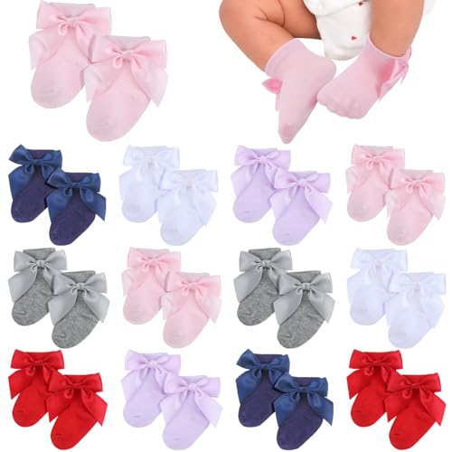 Image of Toulite 12 Pairs Preemie Socks Baby Girls Boys Premature Ruffle Turn Cuff Cotton Sock Hospital NICU for Newborn