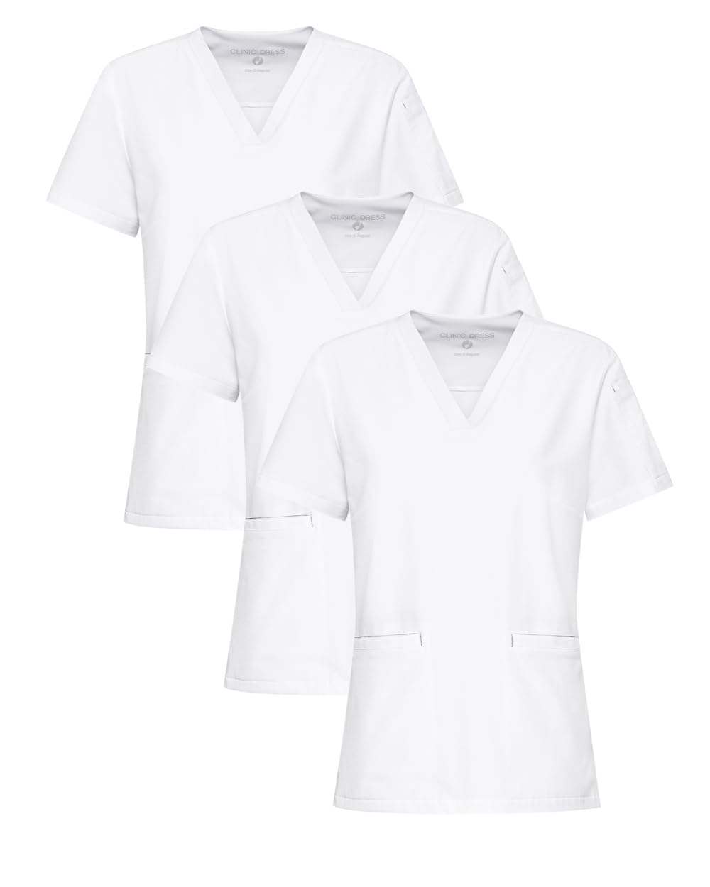 CLINIC DRESS Schlupfkasack I kaere I 3er Pack | Damen-Kasack Pflege Arbeitskleidung I 4-Wege-Stretch | V-Ausschnitt Kurzarm I Industriewäsche geeignet | bis 75 Grad waschbar