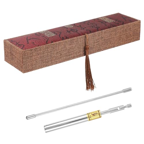Kichvoe Baguette de Sourcier Feng Shui en Cuivre Détachable Boîte et Livre, Outil de Divination Portable Haute Sensibilité pour Détection D’eau et Radiesthésie, Accessoire Précis