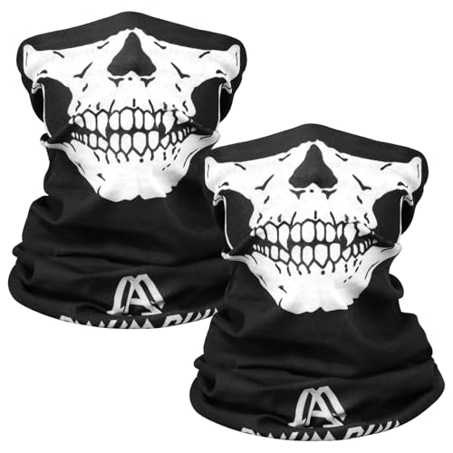 AWUMBUK Motorrad Totenkopf Maske - 2 Stück Halloween Sturmmaske, Multifunktionstuch mit Ausgefallenem Design - Skull Skelett Maske als Wärme-, Windschutz- und Schutztuch - Halstuch, Scarf (Schwarz) AWUMBUK Motorrad Totenkopf Maske - 2 Stück Halloween Sturmmaske, Multifunktionstuch mit Ausgefallenem Design - Skull Skelett Maske als Wärme-, Windschutz- und Schutztuch - Halstuch, Scarf (Schwarz)
