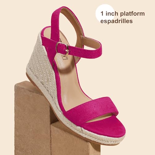 Image of IDIFU IN4 Espadrille Wedge Sandals for Women Open Toe Ankle Strap Platform Wedges Heels Causal Summer Wedge Shoes Comfortable Espadrilles Wedges