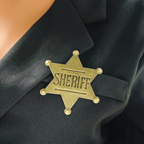Image of Sheriff Police Badge Pin - RE Police & Cowboy Honor Stars Accessories - Cosplay Costume Gift for Women Men
