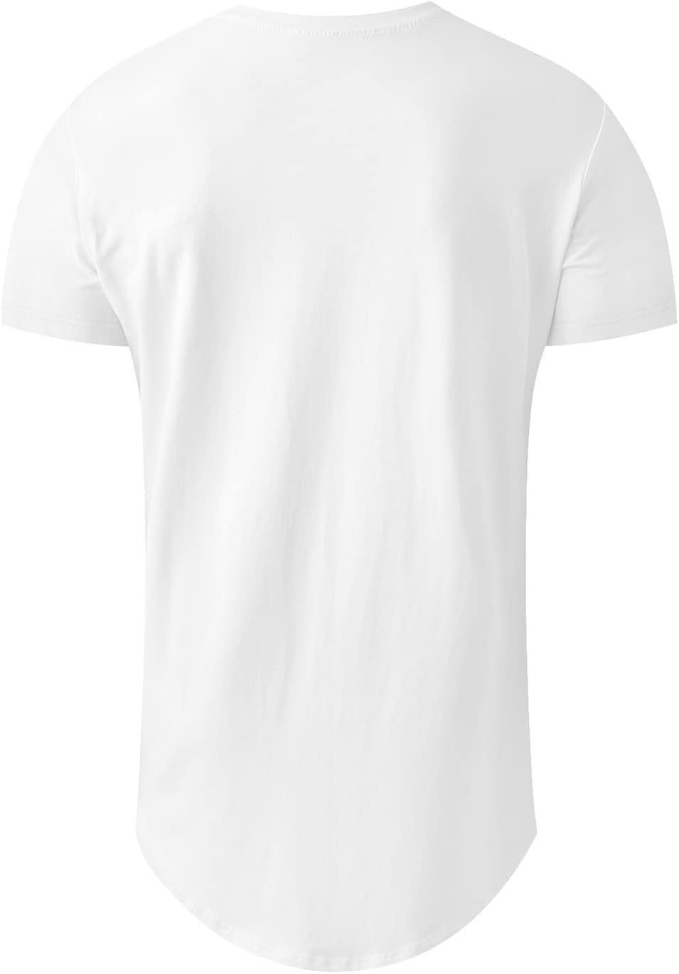 KESIHAN Men's Hip Hop Wave Round Hem T-Shirt Round Neck Cotton Casual Fashion Top - Image 4