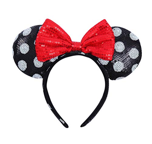Mouse Ears Headband, Leopard Mouse Ears, Minie Mouse Ears, Purple Sparkly Minie Ears for Adults and Children