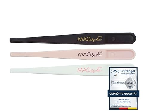 MAGLashes® I Edle Kunststoffpinzette Pinzette aus Plastik zum Anbringen künstlicher magnetischer Wimpern - 3 Stück Set, 12 cm lang