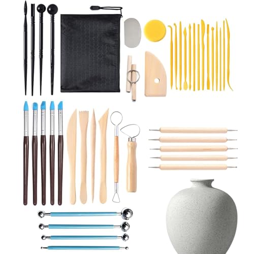 Kit de escultura de arcilla, herramientas de talla de cerámica | 42 piezas herramientas de modelado kit de cerámica para adultos - Suministros de suministros de dispositivo de modelado de arcilla prác