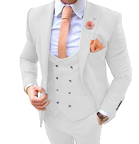 Men's Suits for Wedding Slim Fit 145 Pieces Suit Groom Tuxedos Blazer Tux Vest Trousers Prom Suits White