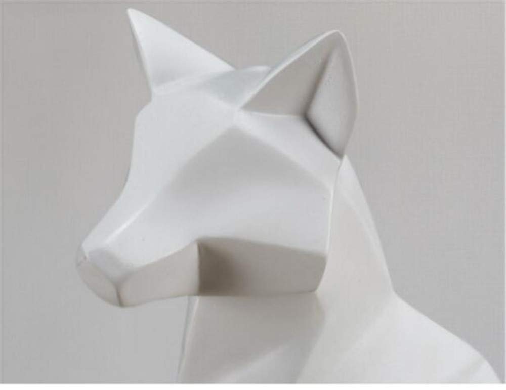qianyue Simple White Abstract Geometric Fox Sculpture Ornaments Modern Home Decorations Animal Statues (Grande)