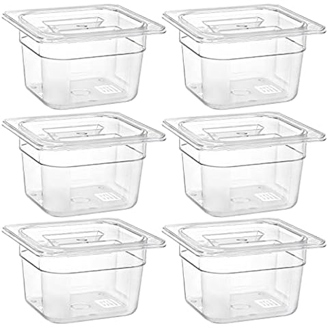 Bekith 1/6 Size Clear Polycarbonate Food Pans with Lids Cover
