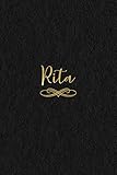 Rita: Personalized Journal to Write In | Black Gold Custom Name Line Notebook