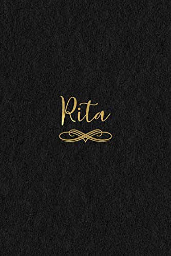 Rita: Personalized Journal to Write In | Black Gold Custom Name Line Notebook