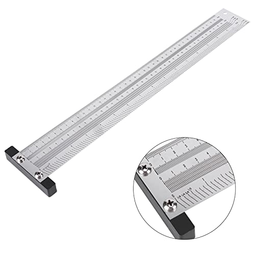 T-type Hole Ruler, Deosdum Precision Woodworking Scoring Ruler, Stainless Steel Scoring Gauge, Woodworking Marking Measuring Tool (16 inches)