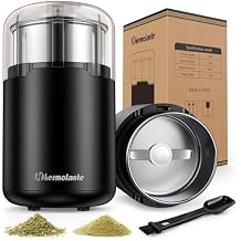 Hermolante Herb Grinder, Spice Grinder, Coffee grinder, 150 w Electric Herb Grinder with Stainless Steel Blade and Cleaning Brush, Compact Size Electric Grinder for Herb Spices Coffee Nuts Seeds,etc.