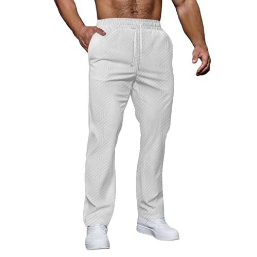 Ctreela Men's Solid Casual Pants with Designs Elastic Waistband Jogger Sweatpants Textured Athletic Workout Golf Pants