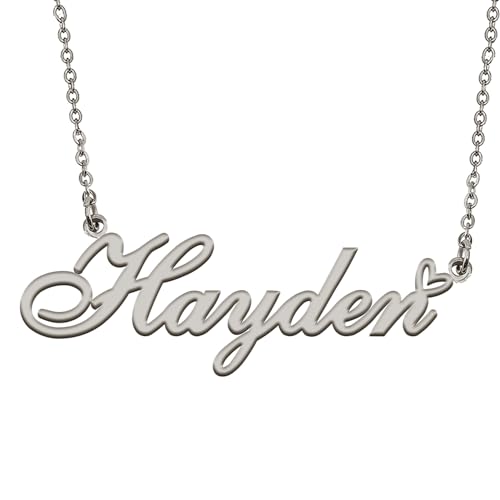 HUAN XUN Hayden Name Necklace Stainless Steel for Women Custom Name Necklaces Letter Charms Gifts for Best Friend Birthday