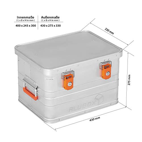 ALUBOX B29 - Aluminium Transportbox 29 Liter Alukiste mit Gummidichtung - Inhalt vor Staub und Spritzwasser geschützt, abschließbar
