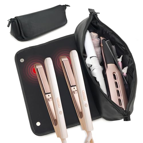 Hair Tools Travel Bag, Large Capacity Organizer with Heat-Resistant Mat