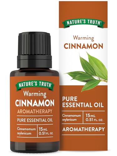 Nature's Truth Cinnamon Essential Oil | 15 mL | for Diffuser, Aromatherapy, and Massage | Pure Plant Based, Non-GMO & Gluten Free