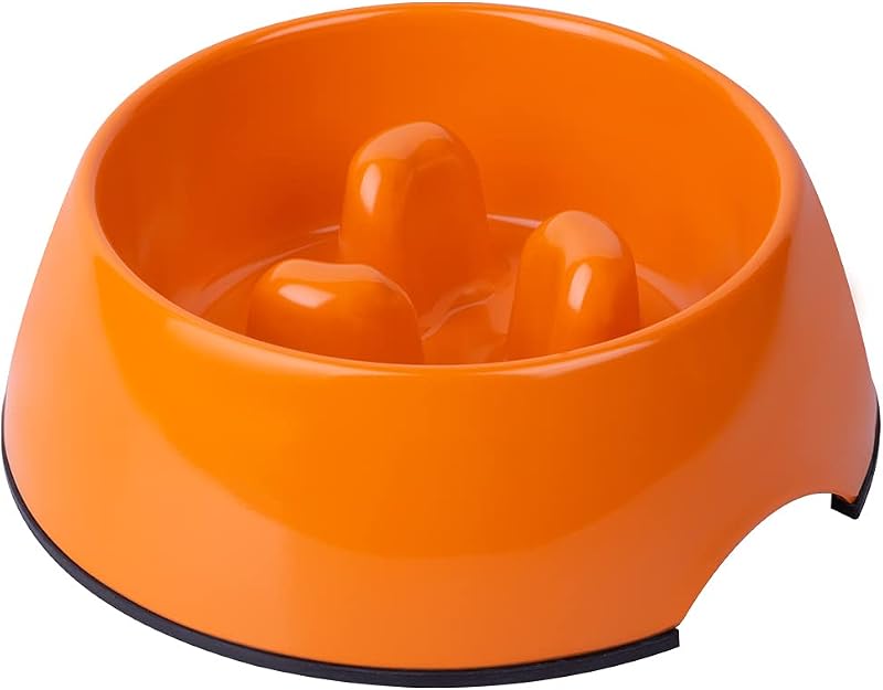 Comedouro lento para cães e gatos Super Design em melamina, antiderrapante, Orange S