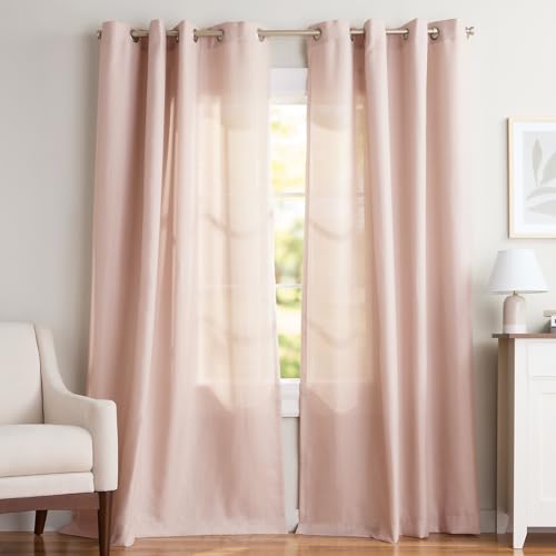 Exclusive Home Loha Linen Grommet Top Curtain Panel Pair, 54"x96", Blush by Exclusive Home - Image 2