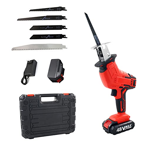 Sega a gattuccio, sega a batteria, sega a batteria elettrica a batteria con lame da 5 pezzi per potatura di alberi in metallo e legno in PVC