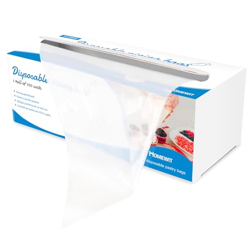 100 PCS Disposable Piping Bags, Homewit Clear Plastic Pastry Bags 24 Inch Thickened Large Icing Bags, Clear Icing Piping Bags for Cake Cupcake Dessert Cookies Decoration (53 x 27 cm)