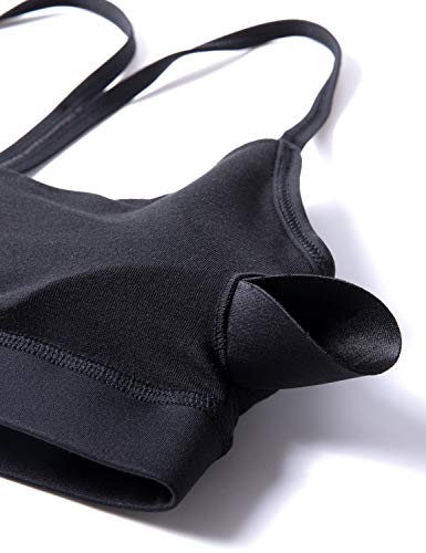 Crz Yoga Y Back Womens Sports Bra - Padded Racerback Spaghetti Thin Strap Low Impact Backless Workout Sexy Low Cut Yoga Bra Black X-Large #TOP4