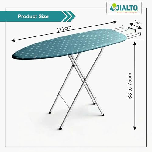 Image of JIALTO Vertical Ironing Board with 16 mm Metal Bracket, Adjustable Height Stand, Pure Cotton Cloth Cover, Foldable Iron Board for Home (Green, A0-1 - 111 L X 30 W CM)