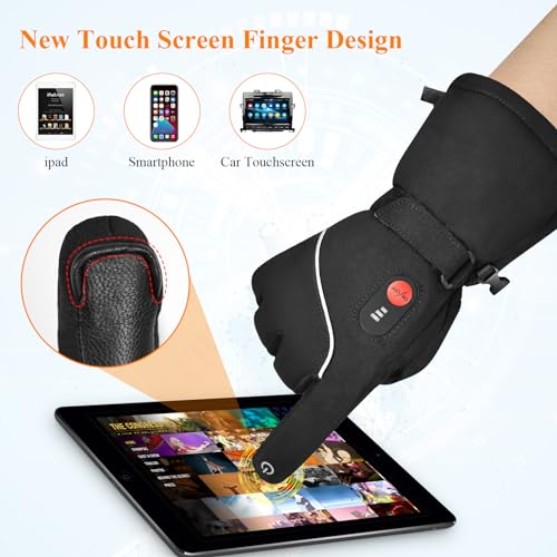 SAVIOR HEAT Heated Gloves, Unisex Rechargeable Battery Powered Electric Heating Glove for Winter Outdoor (Black S14, Medium)