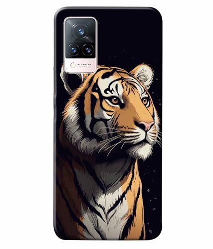 Image of Tiger Faces Animal Printed Hard Back Case Cover & Compatible for Vivo V21 5G (Multicolor) - D1807