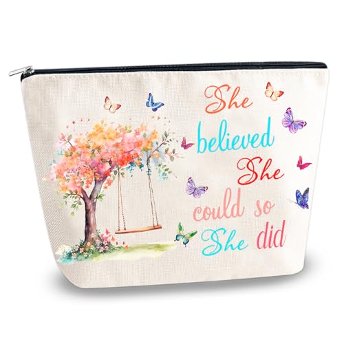 YINSSA Regalos de felicitación para mujeres, bolsa de maquillaje, regalos de graduación universitaria para ella, regalos de Navidad para profesora, hija, regalos inspiradores para compañeros de