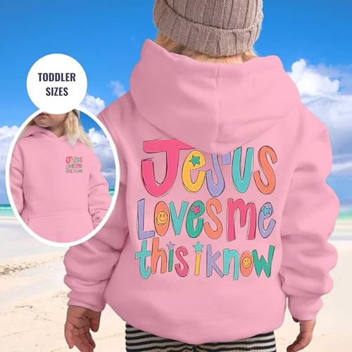 Jesus Loves Me This I Know Hoodies for Teen Girls Trendy Youth Long Sleeve Sweatshirts Tween Tops Preppy Clothes 01 Pink 2-3 Years2