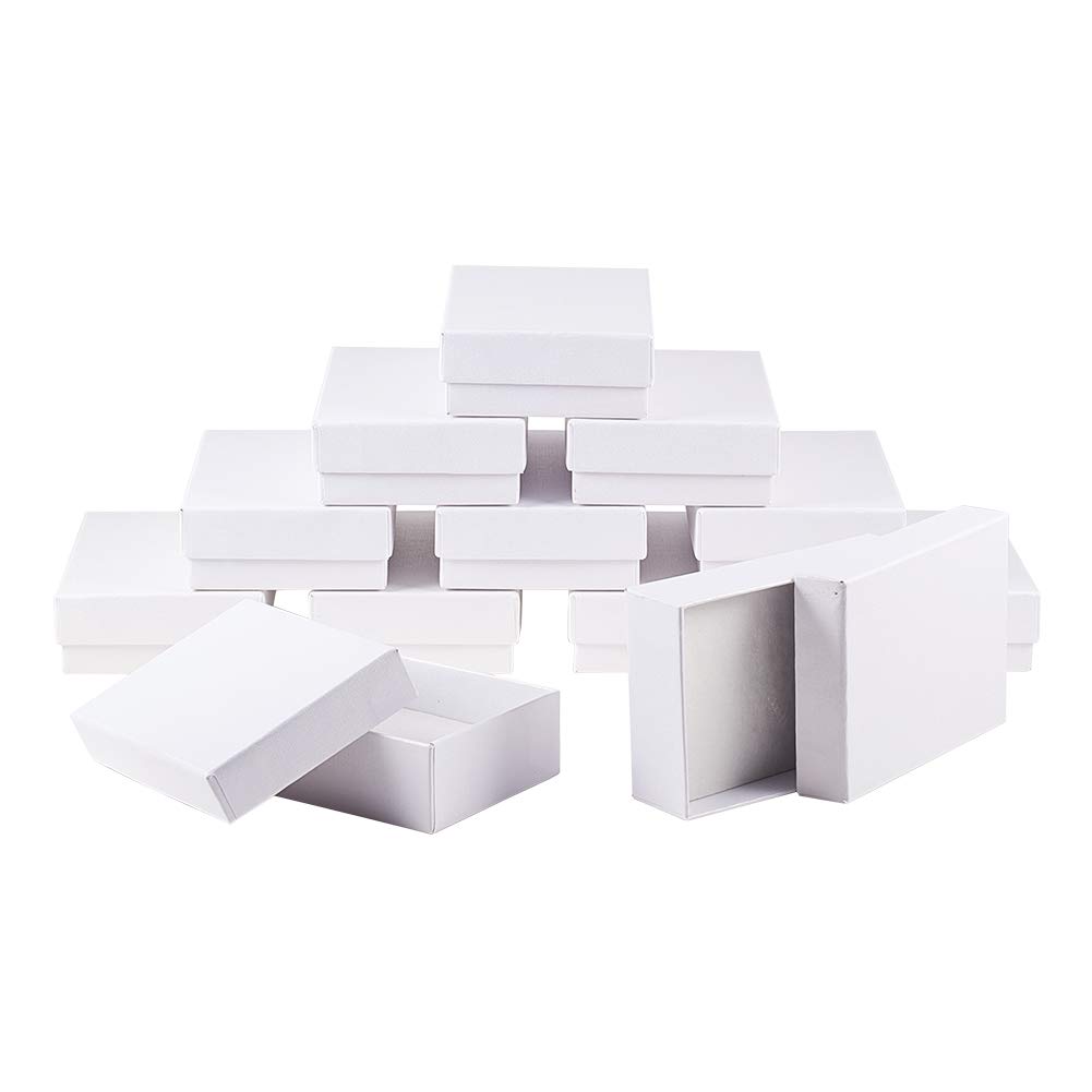 NBEADS 60 Pz Bianco Rettangolo Gioielli Scatole di Cartone Imballaggio Box per Collane, Orecchini E Anelli, 9 X 6.5 X 2.8 cm