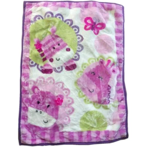 Fleece Plush Soft Throw Blanket - Lightweight Crib Blanket for Baby Bed Lounger - Fuzzy Warm Cozy Toddler Blanket for Daycare Preschool Naptime, 43" X 30" (Giraffe Hippos)