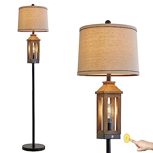 G-SAFAVA 63' Farmhouse Floor Lamps for Living Room Bedside Nightstand Lamp Black Tall Standing Lamp...