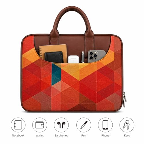 Image of Tabelito Designer Printed Laptop Sleeve for Women (13-15.6 Inch) | Jute & Vegan Leather Office Handbag | Lightweight Stylish Work Bag with Handle
