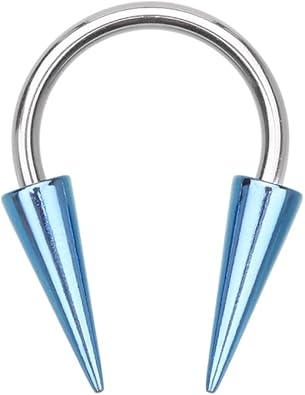 Pierced Owl 14-20GA Stainless Steel Horseshoe Circular Barbell with Long Spike Ends